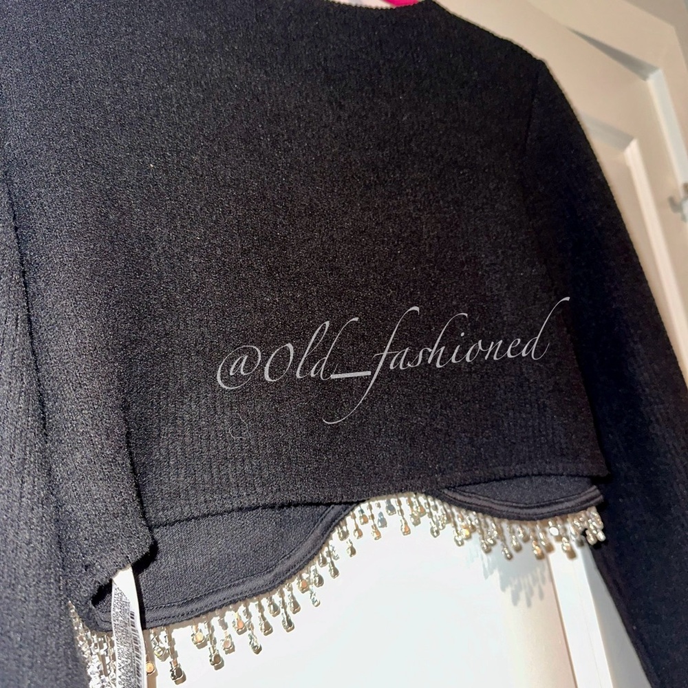 ZARA Rhinestone Ribbed Crop Top - Picture 9 of 10